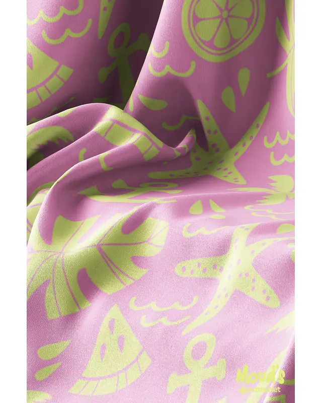 Pink Yellow Palm Trees Pattern Printed Suede Table Runner - 3