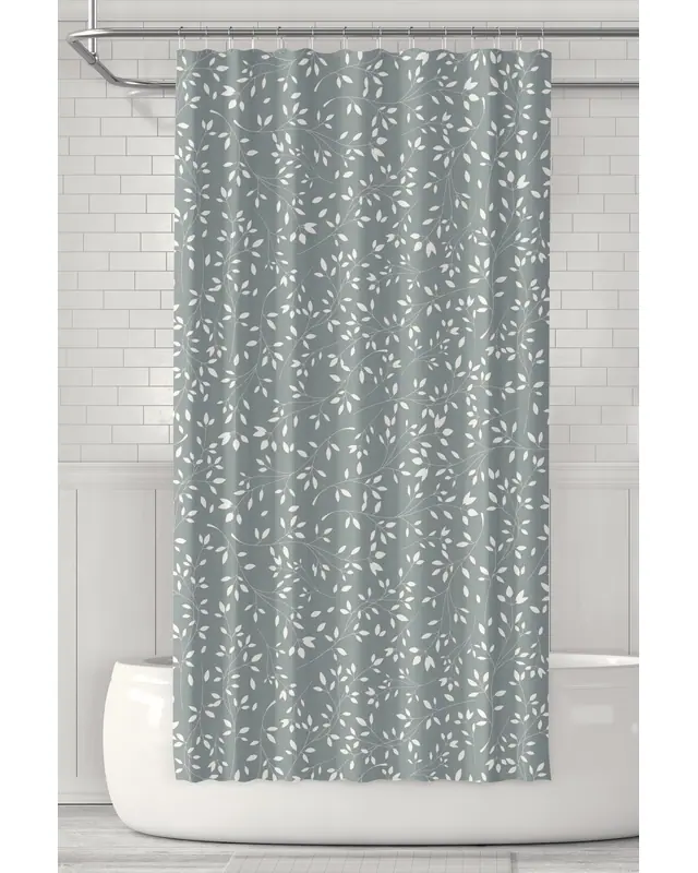Banyo Perdesi, Gri Ağaç Dalları Desenli Duş Perdesi, Küvet Perdesi, Halka Hediyeli 175x200cm BP-15