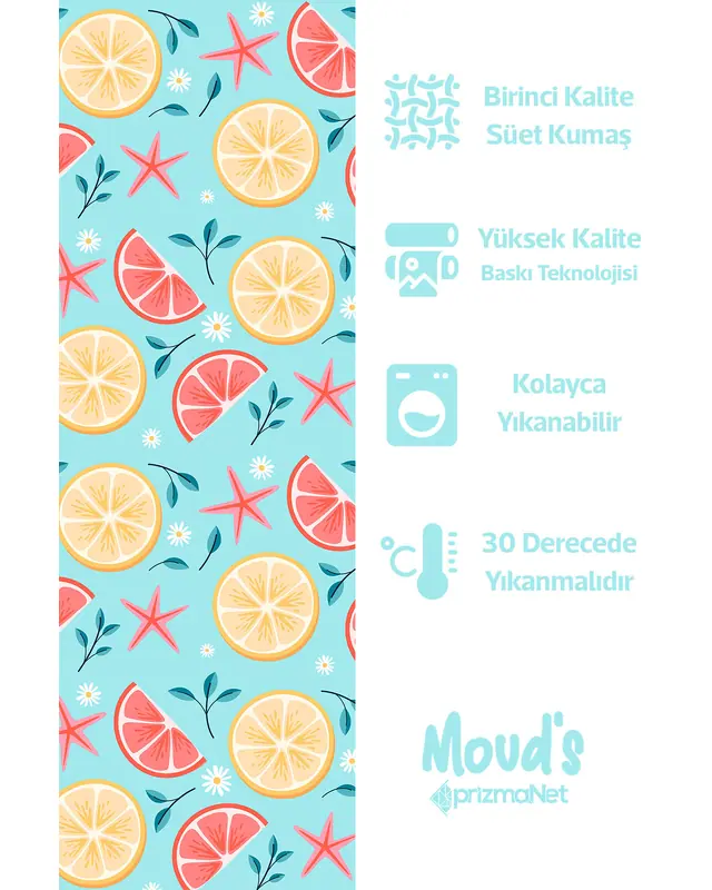Blue Lemon And Sea Star Rectangular Easy-Care Suede-Feel Tablecloth - MS-174 - 2