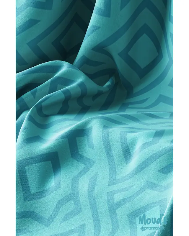 Turquoise Pentagon Round Easy-Care Suede-Feel Tablecloth - MSY-97 - 3