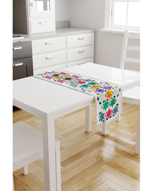 Ramazan Desenli 40X140 Runner Masa Örtüsü, Dertsiz Süet Dokulu Runner, Leke Tutmaz Runner