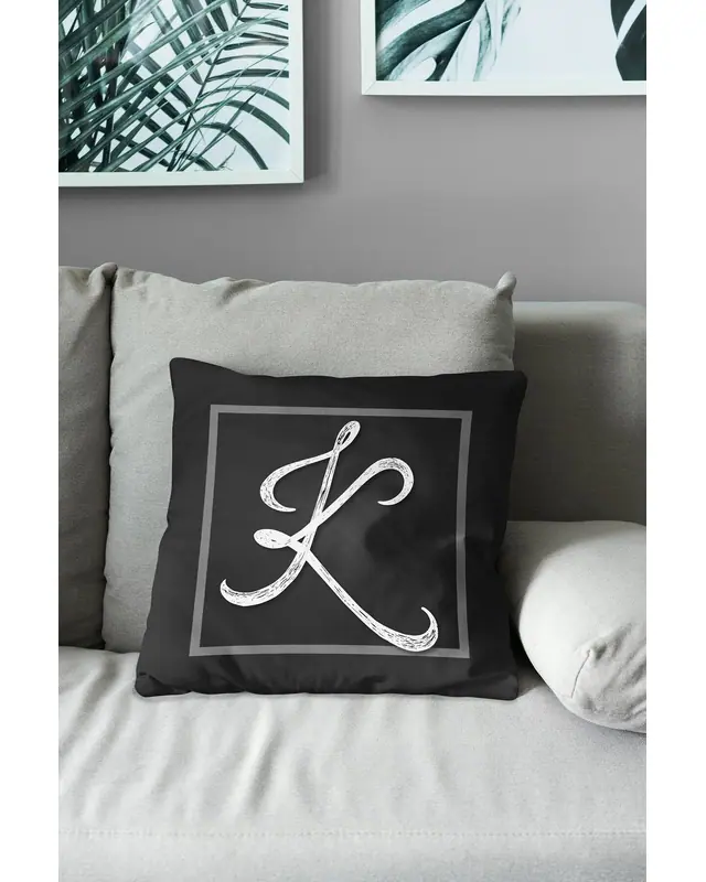 K Letter Pattern Double-Sided Printed Suede Cushion Cover - 3