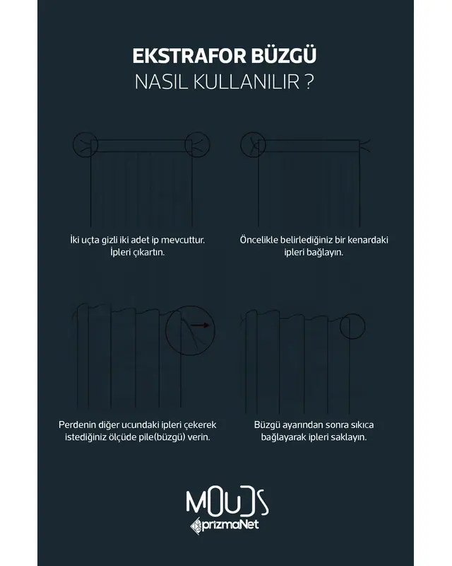 Japanese Stone Desenli Süet Oturma Odası Salon Fon Perde Baskılı Ekstrafor Büzgü 2 Kanat PRD-1109 - 5