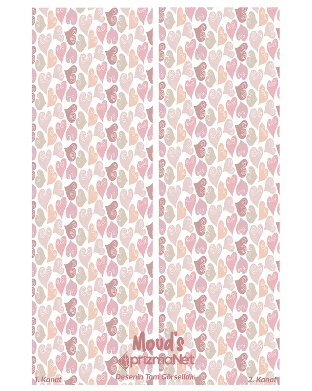 Colorful Hearts Patterned Printed Kids' and Baby Room Decorative Curtain - Set of 2 Panels - PRD-35 - 3