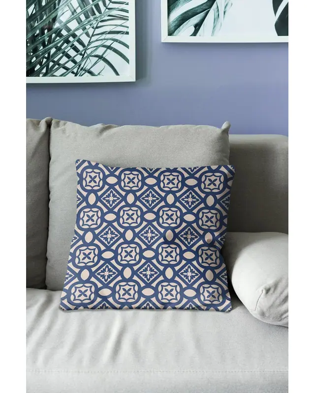 Navy Vintage-1 Pattern Double-Sided Printed Suede Cushion Cover - 3