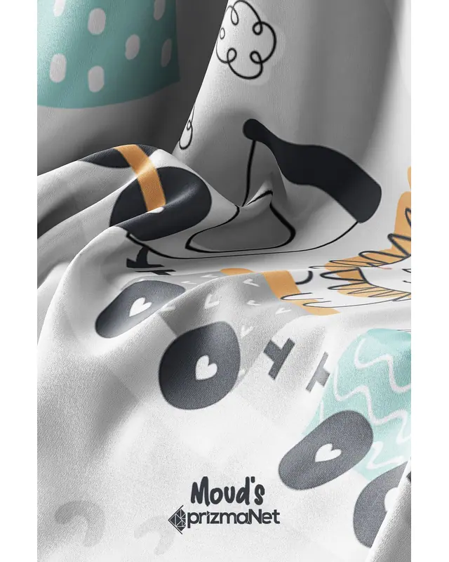Toy Train Patterned Decorative Curtain Kids' and Baby Room Digital Printed Suede Pencil Pleat - Single Panel - PRD-10-TK - 7