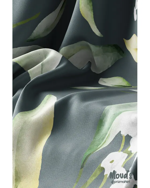Green White Flower Rectangular Easy-Care Suede-Feel Tablecloth - MS-122 - 3