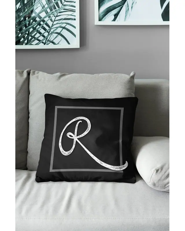 R Letter Pattern Double-Sided Printed Suede Cushion Cover - 3