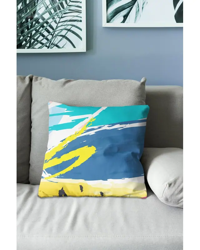 Double-Sided Printed Brush Art Pattern Set of 4 Coordinated Suede Cushion Cover - 6