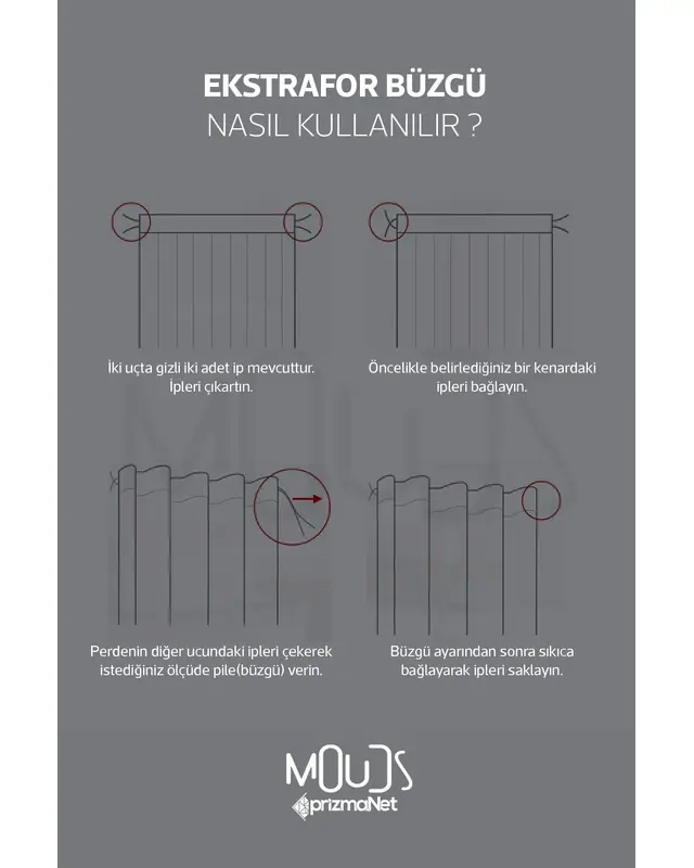 Anatolia 4 Patterned Suede Living Room Decorative Curtain Printed Pencil Pleat - Single Panel - PRD-1012-TK - 4