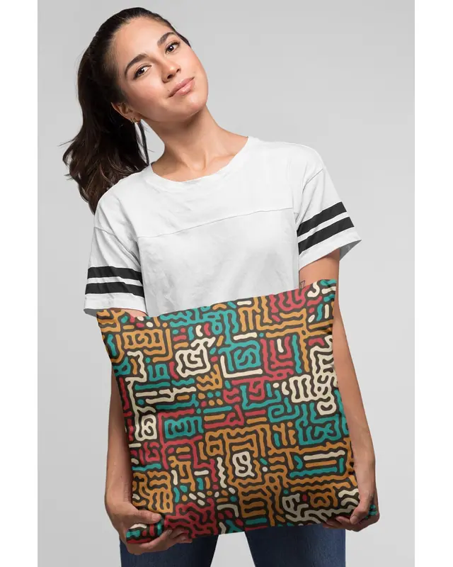 Colourful Maze Pattern Double-Sided Printed Suede Cushion Cover PL919 - 3