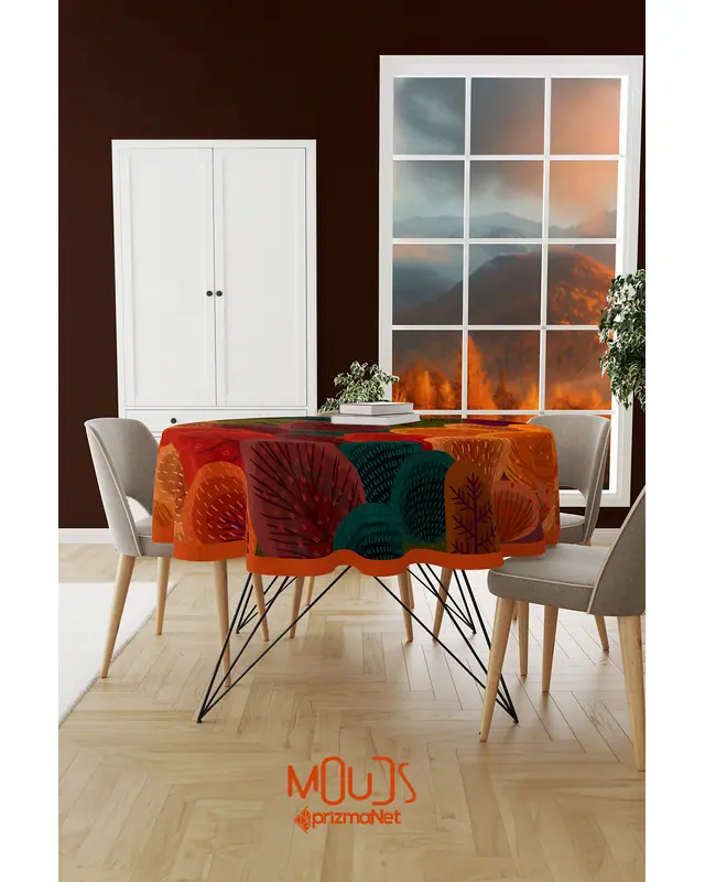 Fall Round Easy-Care Suede-Feel Tablecloth - MSY-281 - 2