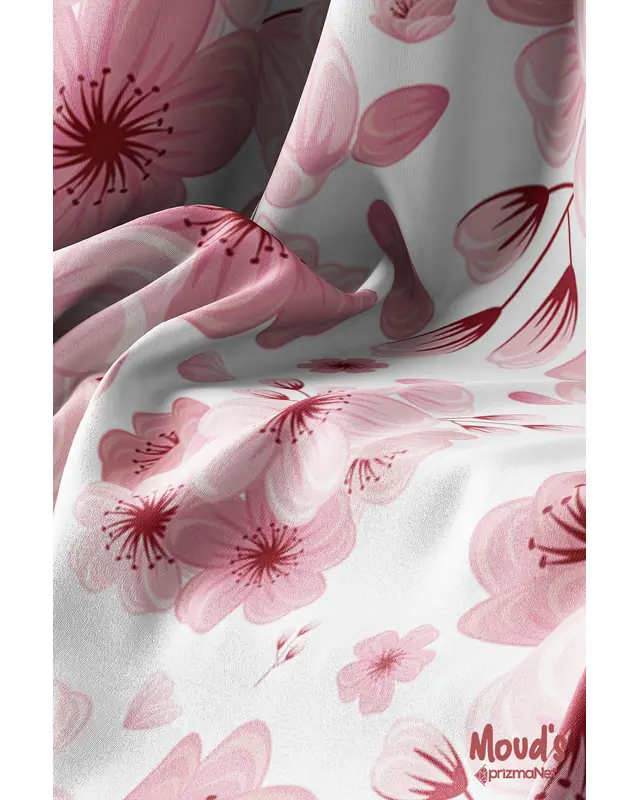 Pembe Çiçek Desenli Süet Dertsiz Masa Örtüsü - 3