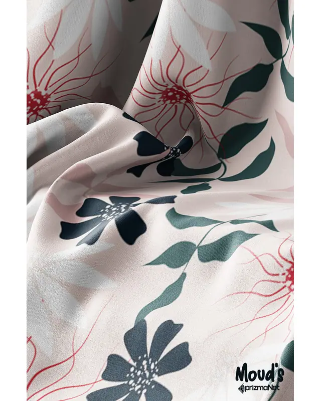 Mirror Flowers 4 Pattern Printed Suede Table Runner - 4