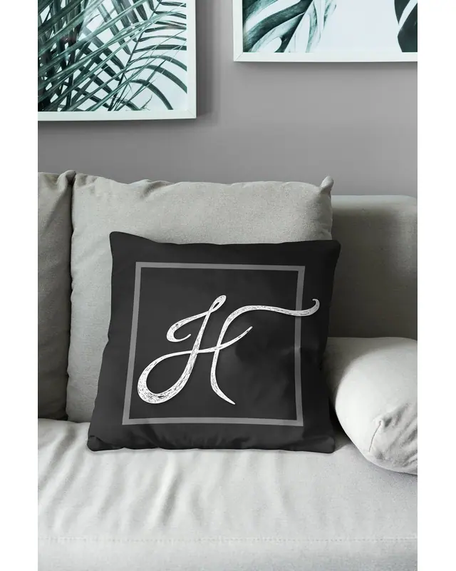 H Letter Pattern Double-Sided Printed Suede Cushion Cover - 3