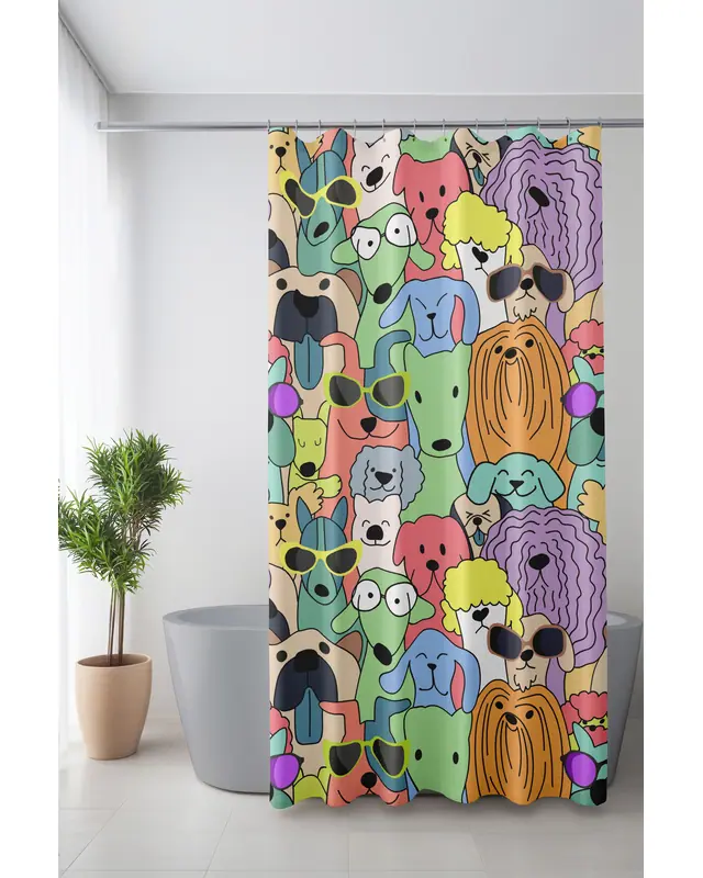 Banyo Perdesi, Pati Karnavalı Desenli Duş Perdesi, Küvet Perdesi, Halka Hediyeli 175x200cm BP-84