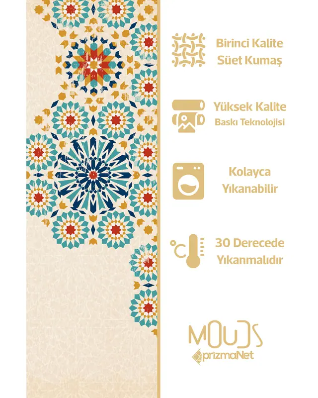 Ramadan Blue Calligraphy Round Easy-Care Suede-Feel Tablecloth - MSY-252 - 6