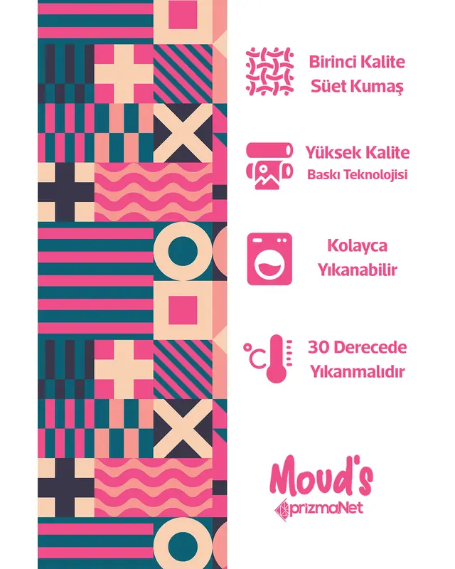 Geometric 2 Pattern Printed Suede Table Runner - 3