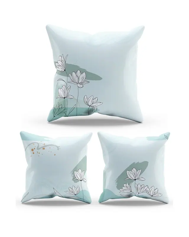 Double-Sided Printed Poppy Soft Pattern Set of 3 Coordinated Suede Cushion Cover