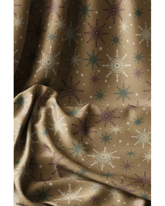 Brown Snowflakes Christmas Pattern Table Runner Easy-Care Suede Textured Fabric New Year - 4