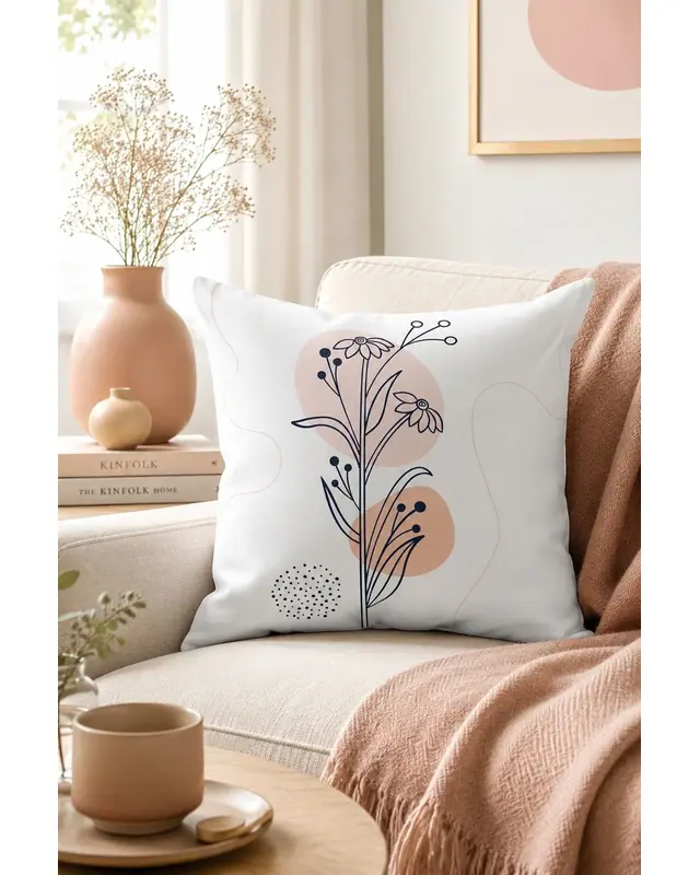 Double-Sided Printed Basic Flower Pattern Set of 4 Coordinated Suede Cushion Cover - 6
