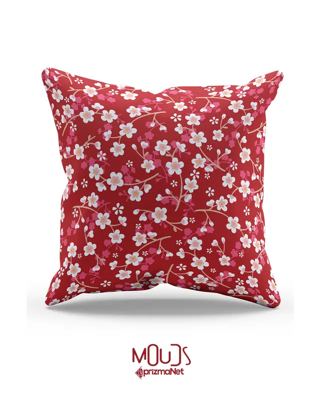 Red Floral Pattern Double-Sided Printed Single Cushion Cover - 2