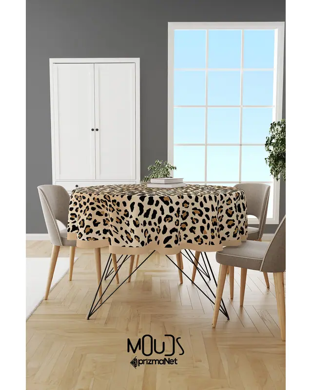 Leopard Round Easy-Care Suede-Feel Tablecloth - MSY-280 - 2