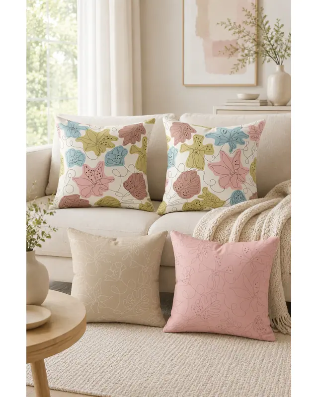 Double-Sided Printed Hope Fell Pattern Set of 4 Coordinated Suede Cushion Cover - 8