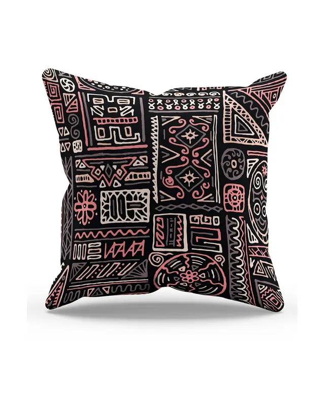 Double-Sided Printed Hitit Figür Pattern Set of 4 Coordinated Suede Cushion Cover - 2