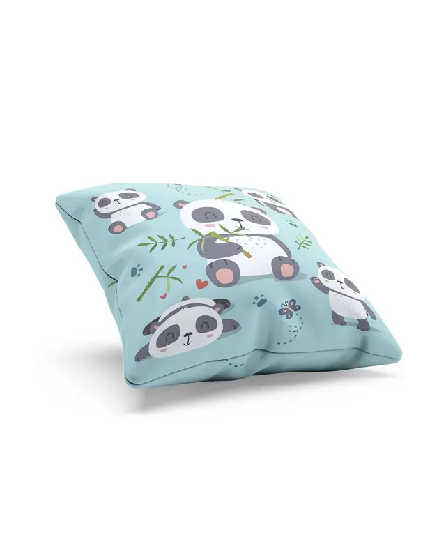 2'li Panda Pattern Double-Sided Printed Suede Cushion Cover Set - 3