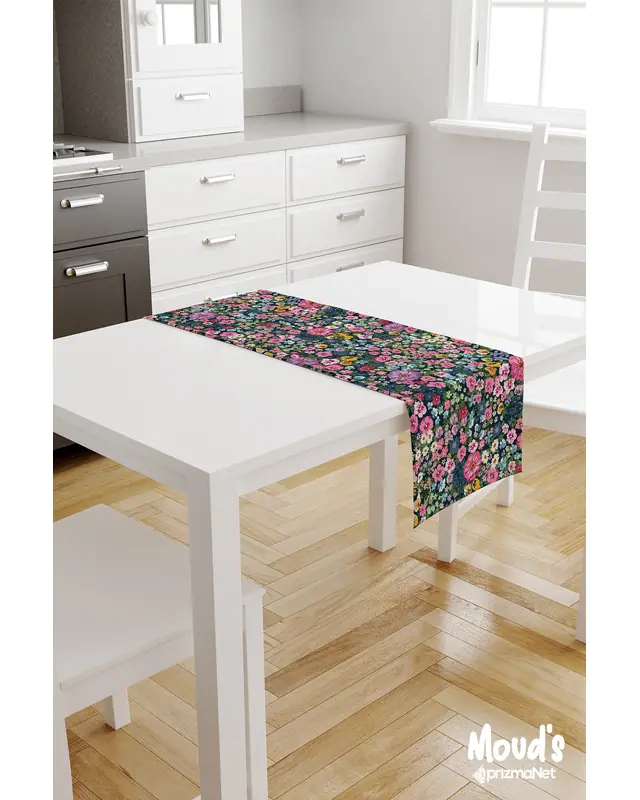 Violet Pattern Printed Suede Table Runner - 2