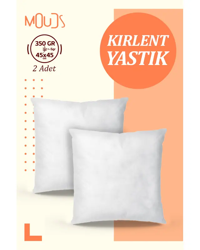 Kırlent Kılıfı Iç Yastığı 2'li 45x45cm 350 Gr %100 Saf Silikon Dolgulu Kırlent Yastığı