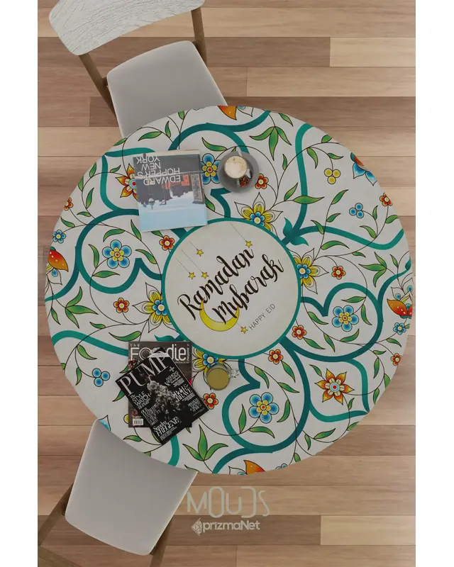 Ramadan Blessed Floral Round Easy-Care Suede-Feel Tablecloth - MSY-247 - 2