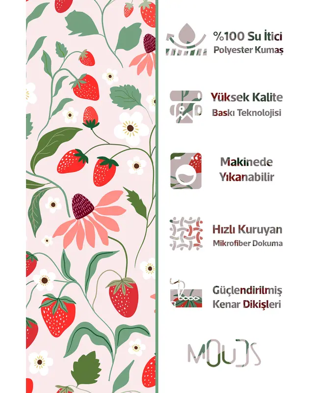 Strawberry Pattern Cushion Cover Water-Resistant Wipe-Clean Digitally Printed Garden Decor - 2