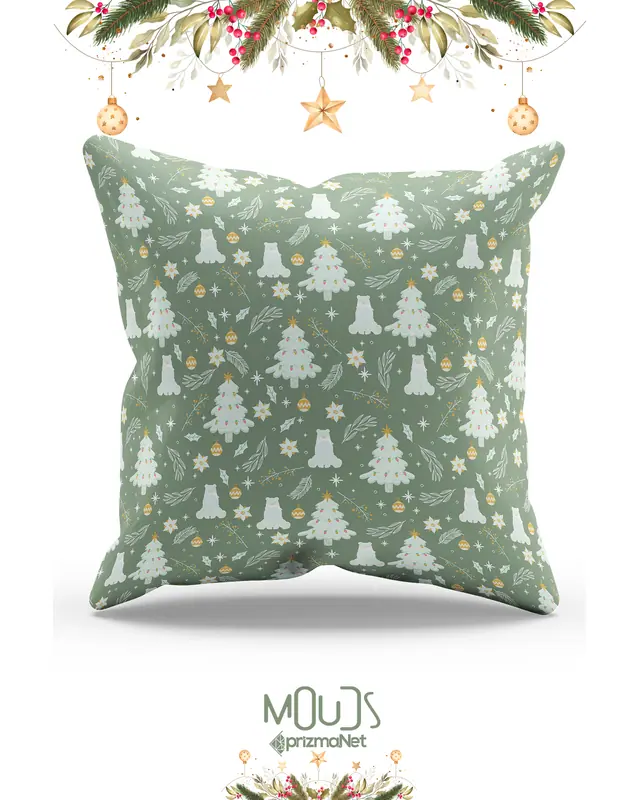 Haki Christmas Pattern Double-Sided Printed Suede Cushion Cover PL1124