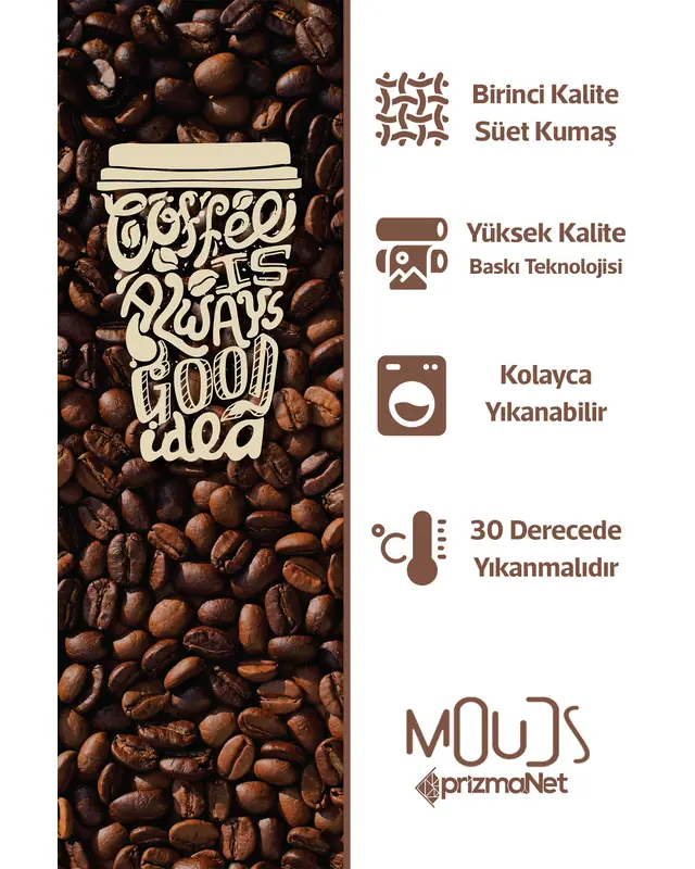 Suede Textured Fabric Coffee Time Patterned Kitchen Apron, Chef Apron, Waiter Apron, Restaurant Apron - MTF-48 - 3