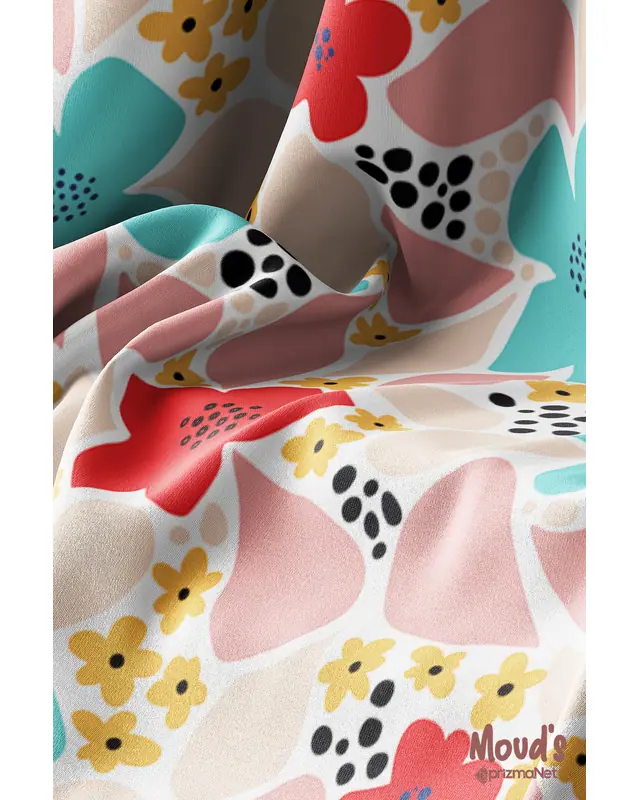 Vibrant Colourful Flowers Round Easy-Care Suede-Feel Tablecloth - MSY-40 - 3
