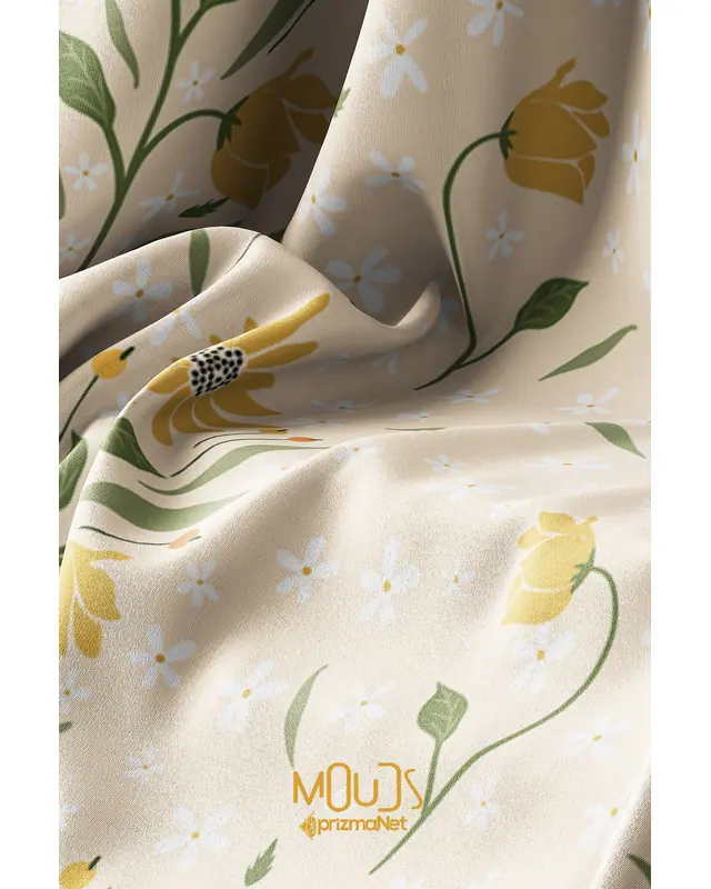 Suede Textured Fabric Camomile Daisy Patterned Kitchen Apron, Chef Apron, Waiter Apron, Restaurant Apron - MTF-15 - 3