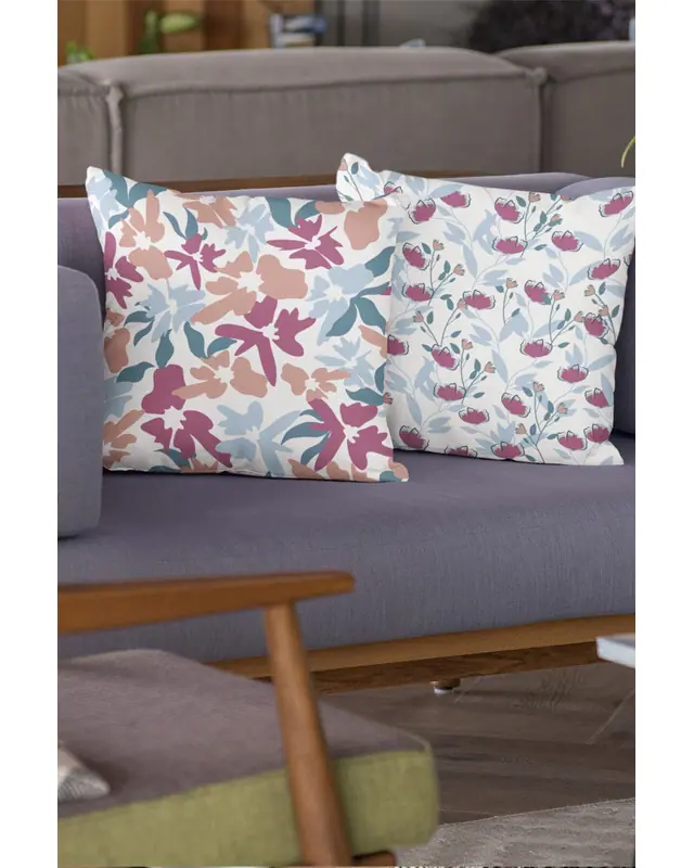 Karanfil Motif Pattern Double-Sided Printed Suede Cushion Cover PL921 - 2