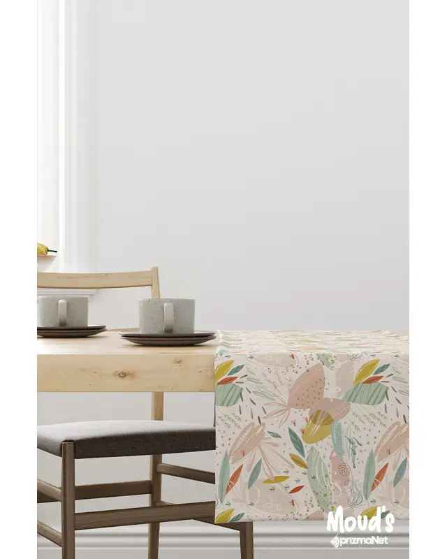 Xero Floral 2 Desenli Baskılı Süet Runner Masa Örtüsü - 4