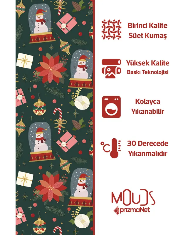 Green Christmas Rectangular Easy-Care Suede-Feel Tablecloth - MS-192 - 3