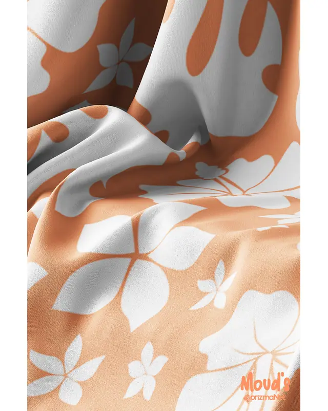 Orange Summer Flowers Rectangular Easy-Care Suede-Feel Tablecloth - MS-182 - 3
