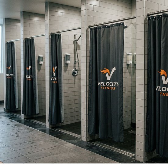 Logo baskılı banyo perdesi üretimi