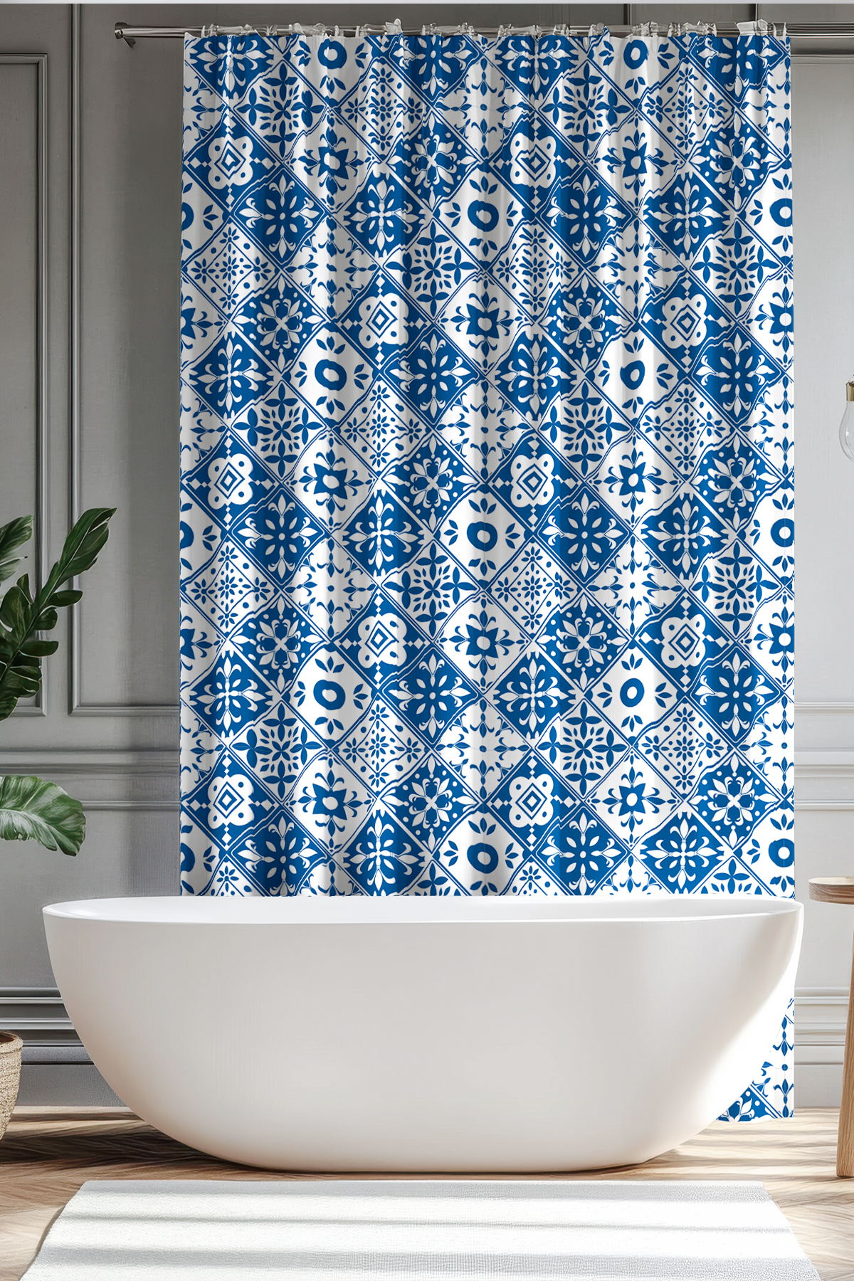Banyo Perdesi, Türkiye Etnik Desenli Duş Perdesi, Küvet Perdesi, Halka Hediyeli 175x200cm BP-100