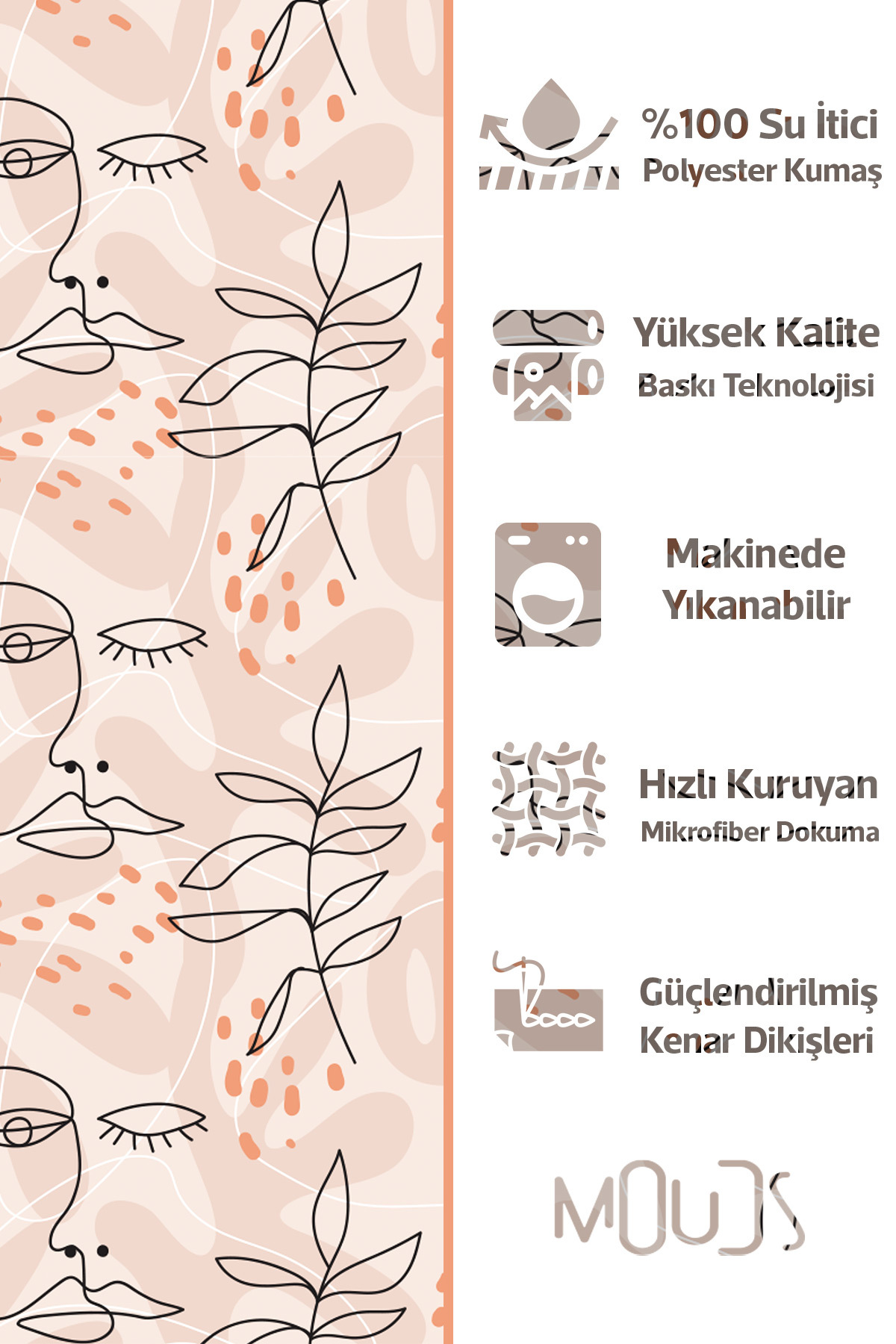 Banyo Perdesi, Çizgisel Kadın Desenli Duş Perdesi, Küvet Perdesi, Halka Hediyeli 175x200cm BP-63