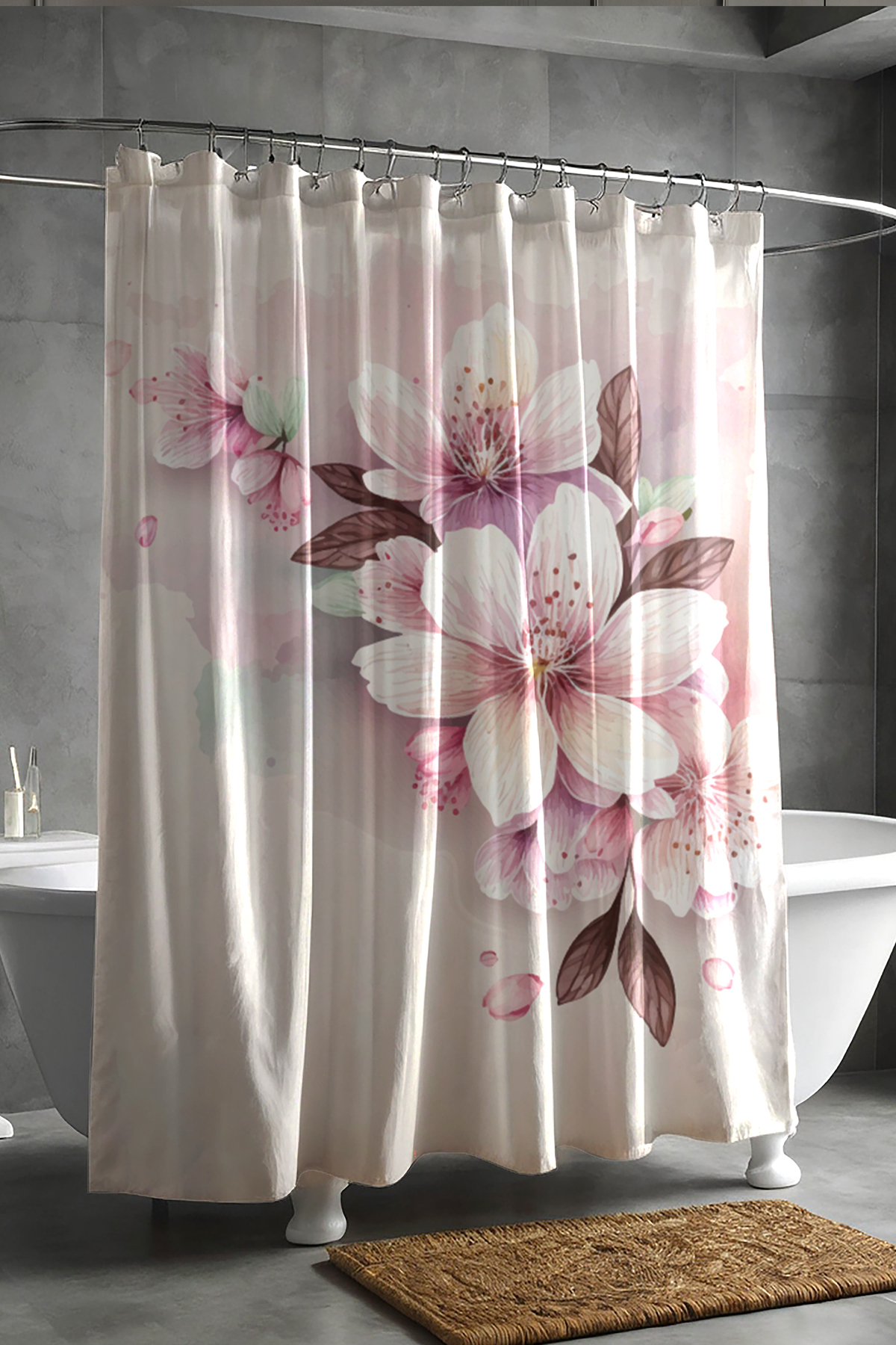 Banyo Perdesi, Renk Dalgası Desenli Duş Perdesi, Küvet Perdesi, Halka Hediyeli 175x200cm BP-47