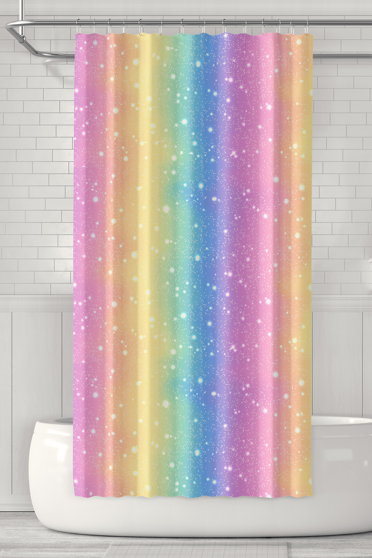Banyo Perdesi, Rengarenk Desenli Duş Perdesi, Küvet Perdesi, Halka Hediyeli 175x200cm BP-16