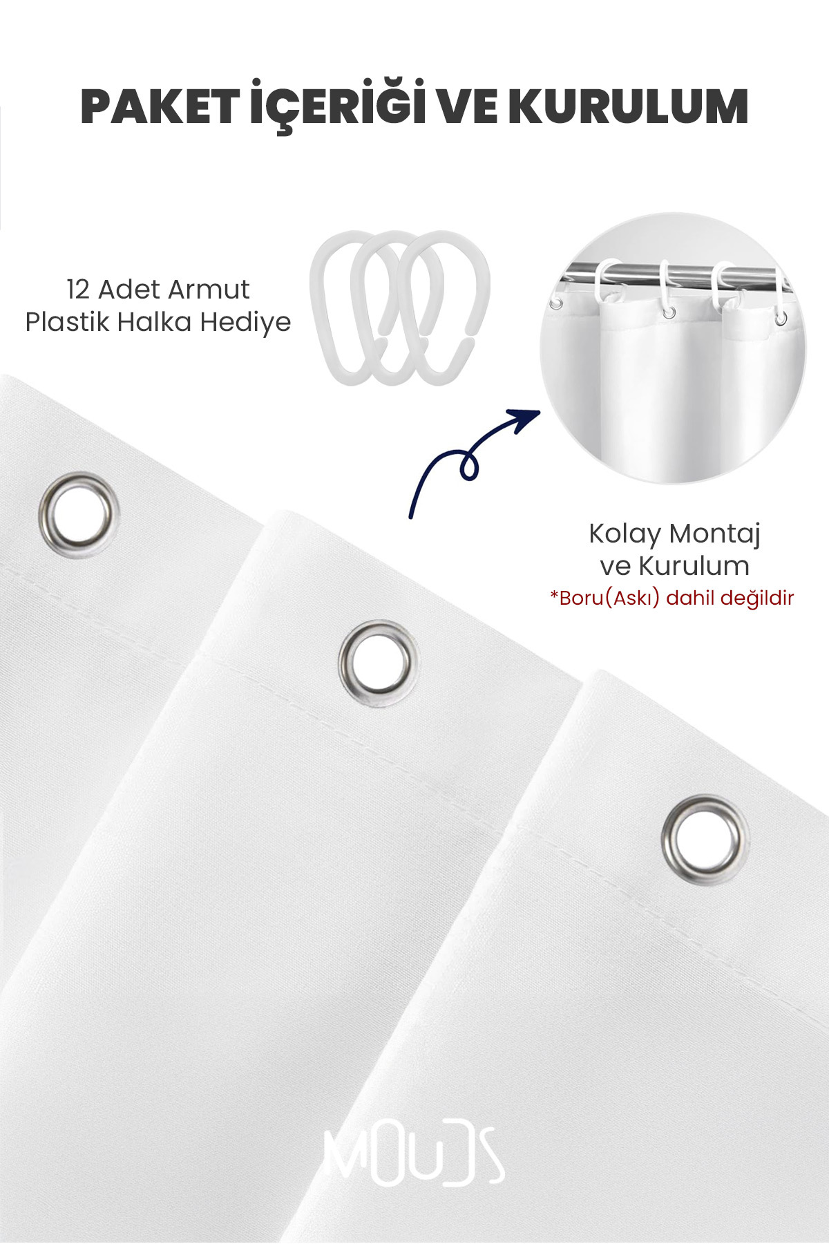 Banyo Perdesi, Renkli Ağaç Silüet Desenli Duş Perdesi, Küvet Perdesi, Halka Hediyeli 175x200cm BP-35 - 4