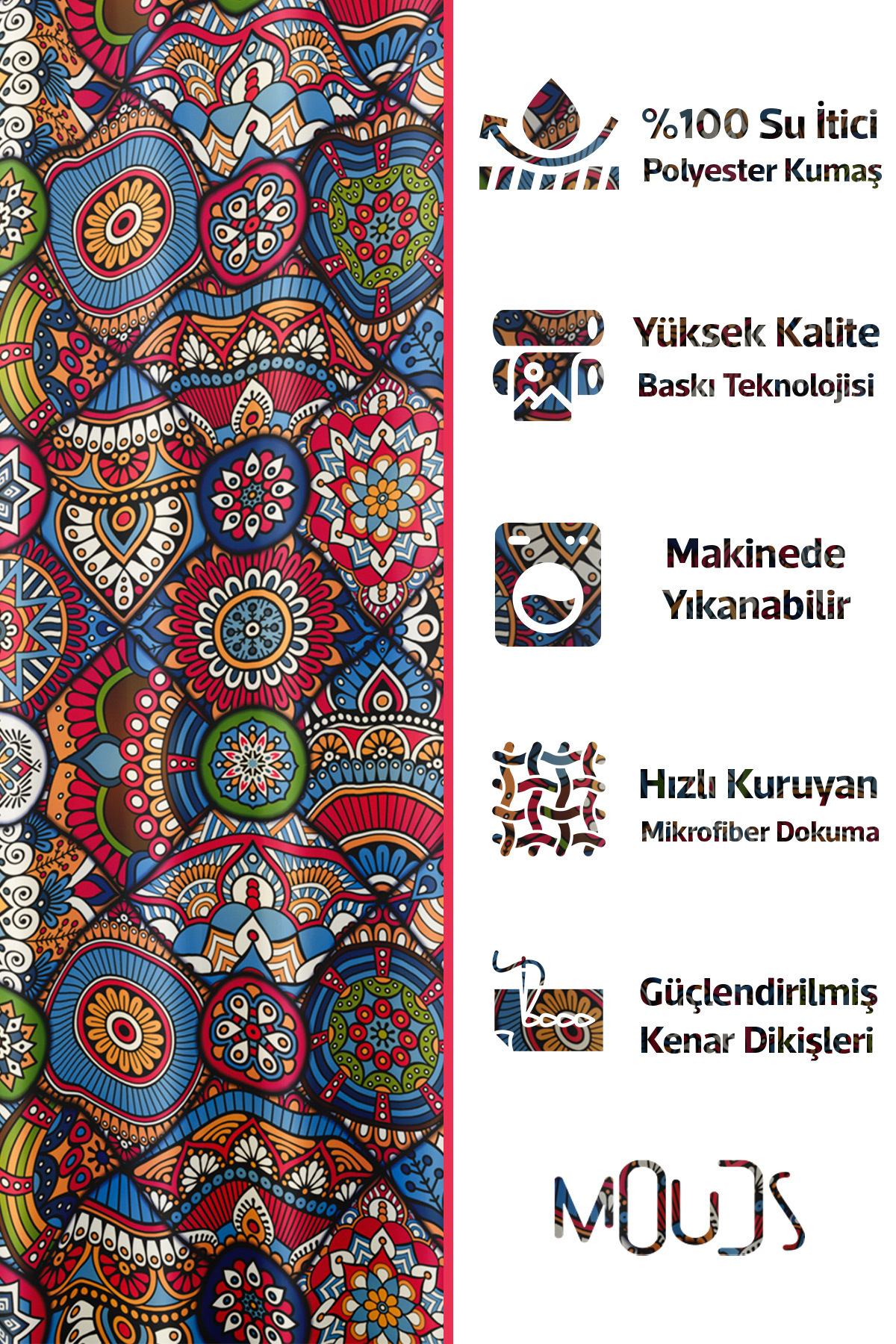Banyo Perdesi, Anatolia 10 Desenli Duş Perdesi, Küvet Perdesi, Halka Hediyeli 175x200cm BP-71