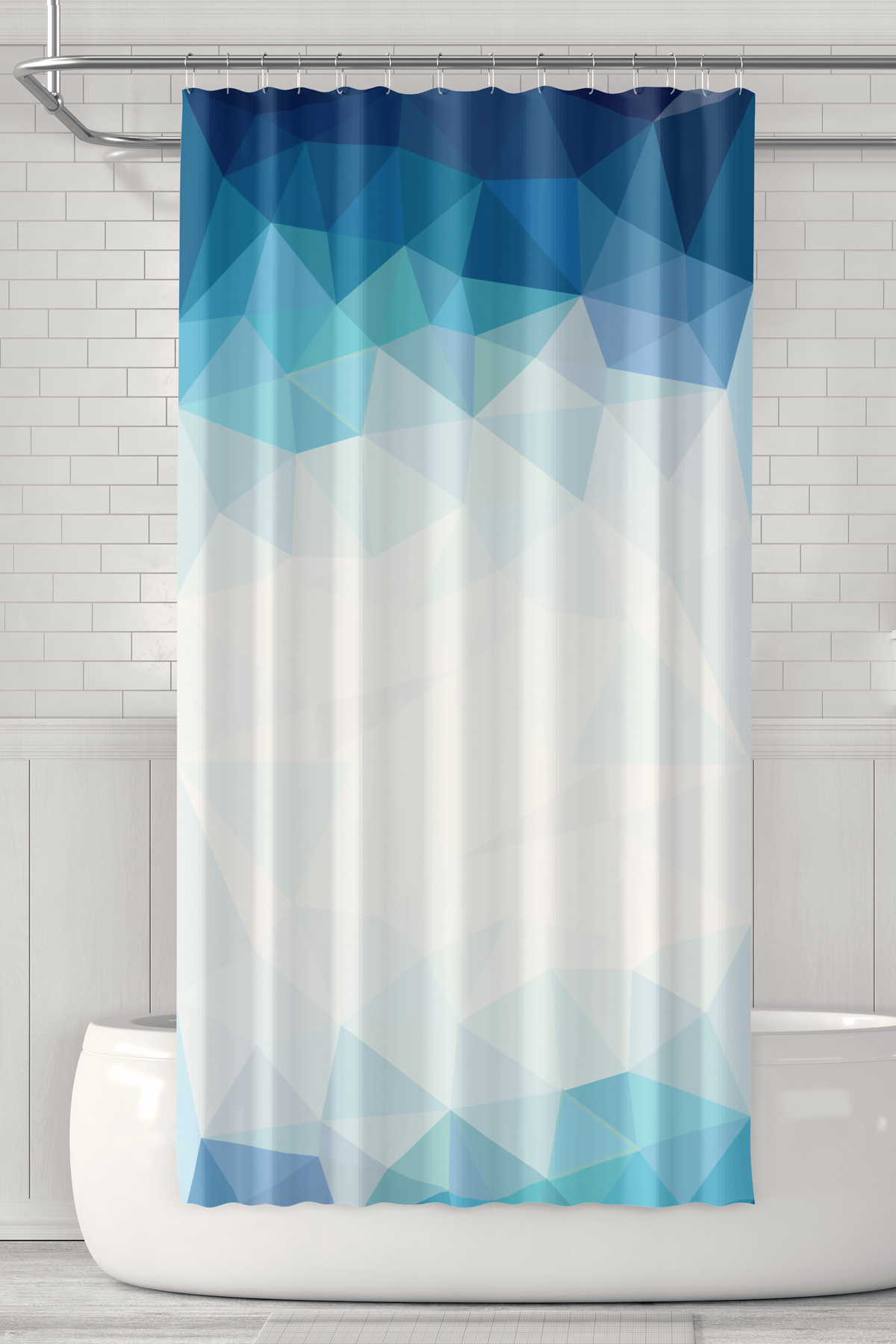 Banyo Perdesi, Blue Diamond Desenli Duş Perdesi, Küvet Perdesi, Halka Hediyeli 175x200cm BP-17